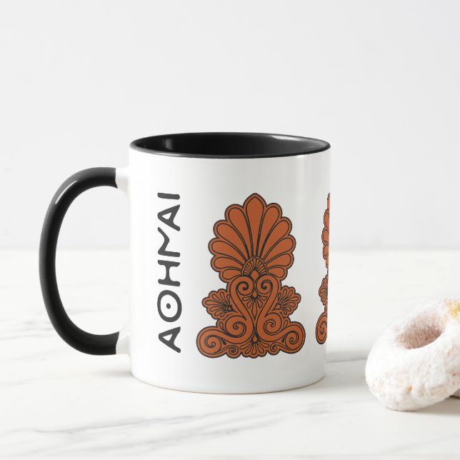 Taza Athens Akrokeramo (Antefijo griego antiguo de Ante (Con donut)