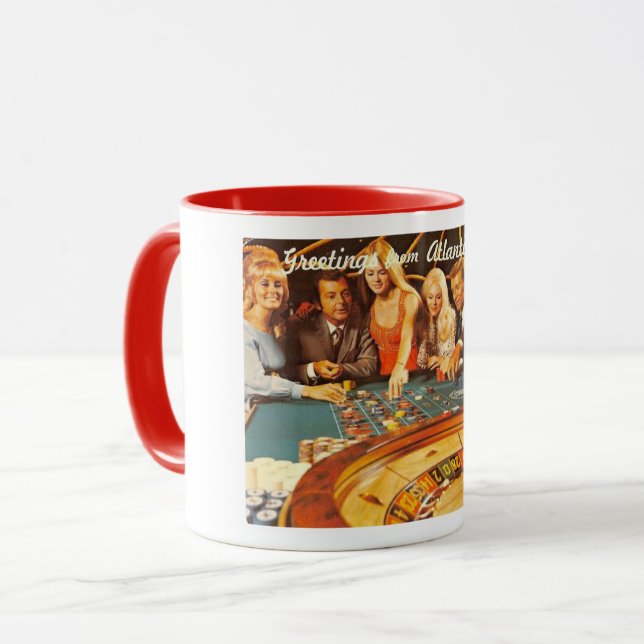 Taza Atlantic City NJ, juegos de azar, ruleta, retro (Anverso izquierdo)