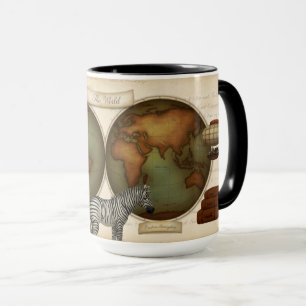 Taza Atlas ilustrado de viajero neo-victorianos