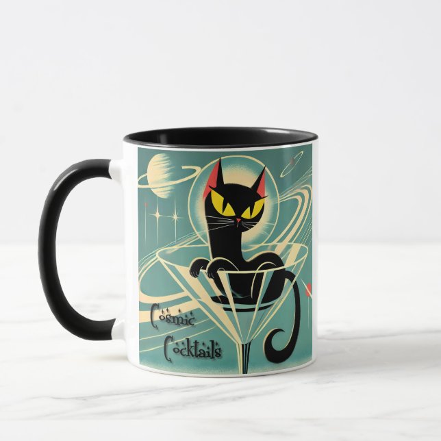 Taza Atómico espacio futurista edad Black Cat Martini (Izquierda)