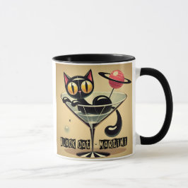 Taza Atómico espacio futurista edad Black Cat Martini