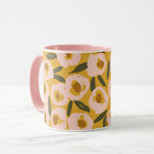 Taza Atractivo patrón floral de tinta   Botánico dibuja