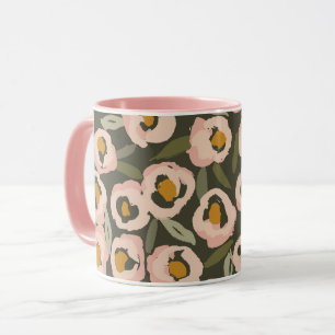 Taza Atractivo patrón floral de tinta   Botánico dibuja