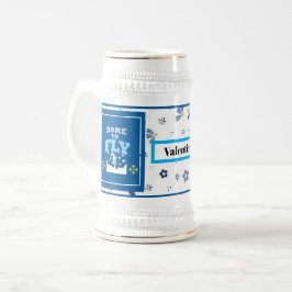 Taza atreverse a volar – Patrón floral azul inspir
