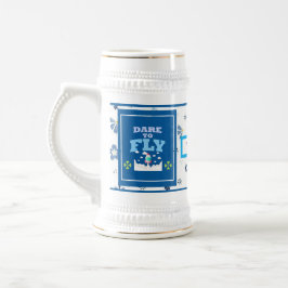 Taza atreverse a volar – Patrón floral azul inspir