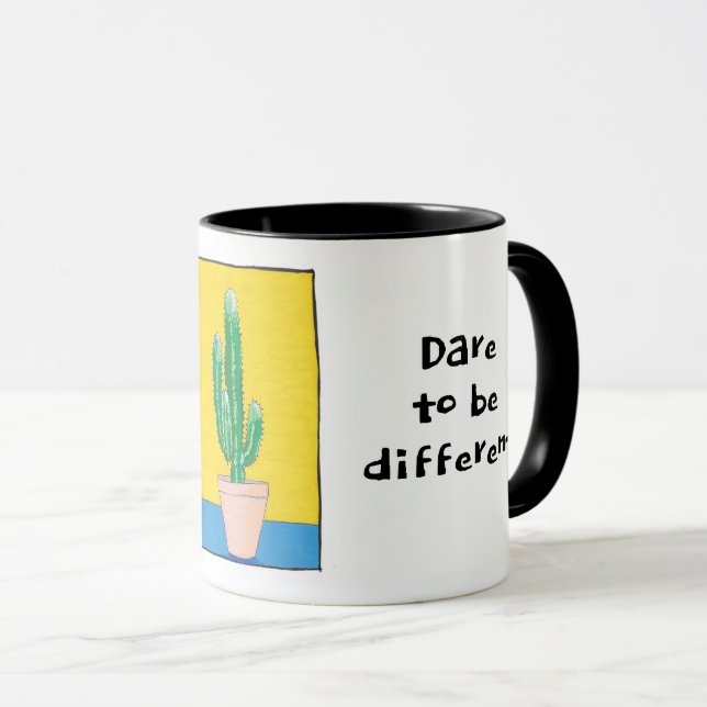 Taza Atrévete a ser diferente, euphorbia cactus, tu nom (Anverso derecho)