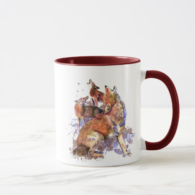 Taza Aturamiento acuático Coyotes Animal Nature Art Mug (Derecha)