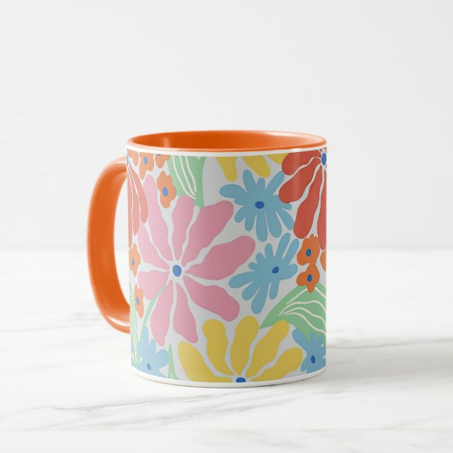 Taza Audaz arte pop floral de los años 60 (Anverso izquierdo)
