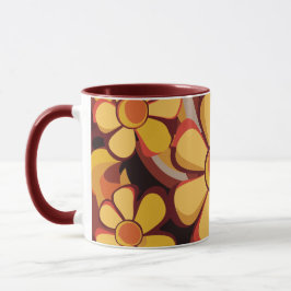 Taza Audaz Diseño De Swirl Retro Floral