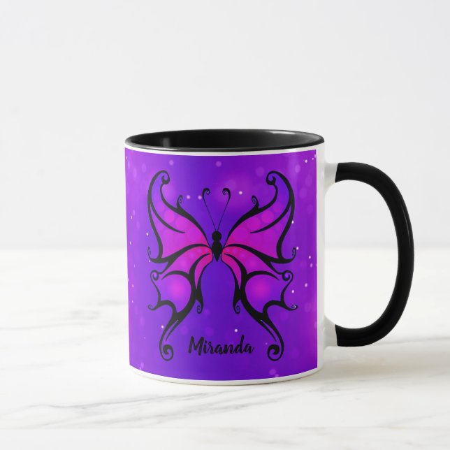 Taza Audaz Morado Mariposa Personaliza Nombre Regalo Ca (Derecha)
