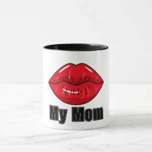 Taza Audaz peluca de los labios rojos "Mi mamá" - regal