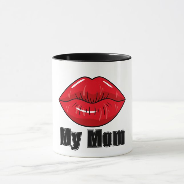 Taza Audaz peluca de los labios rojos "Mi mamá" - regal (Centro)