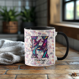 Taza Audaz Resumen Monograma Mug - H para Henry