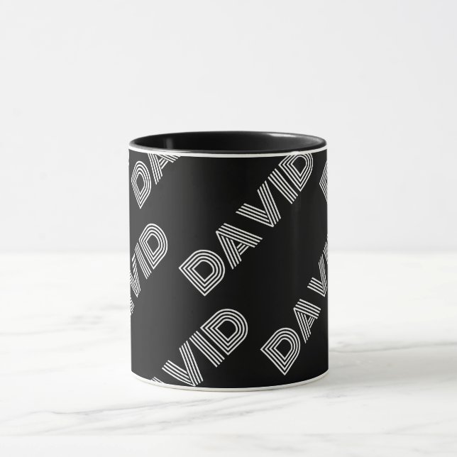 Taza Audaz Retro-moderno Nombre o patrón de palabra (Centro)