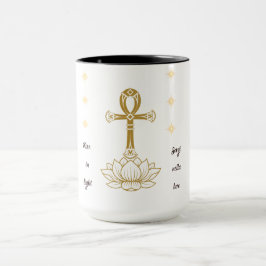 Taza Auge a la luz - Mug espiritual bilingüe de Ankh y