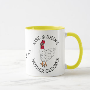 Taza Auge y resplandece el humor divertido de los pollo