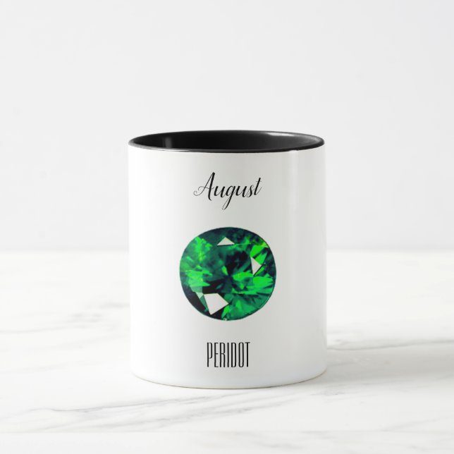 Taza August Birthstone Peridot Gemstone Art (Centro)