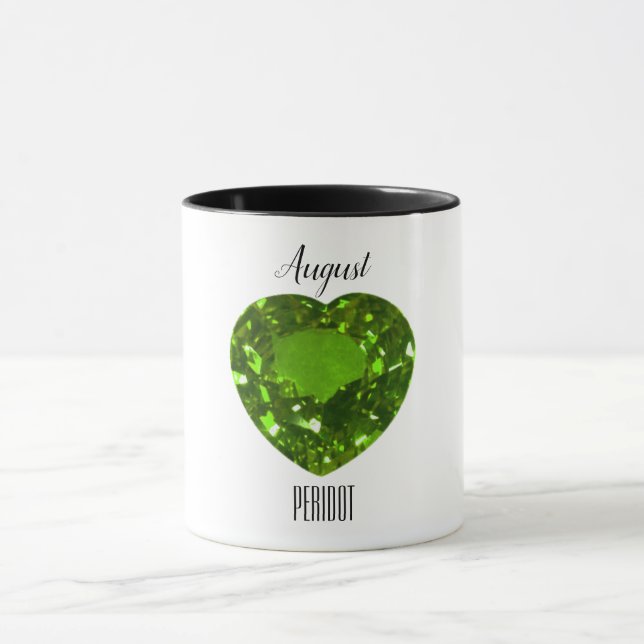 Taza August Birthstone Peridot Gemstone Art (Centro)