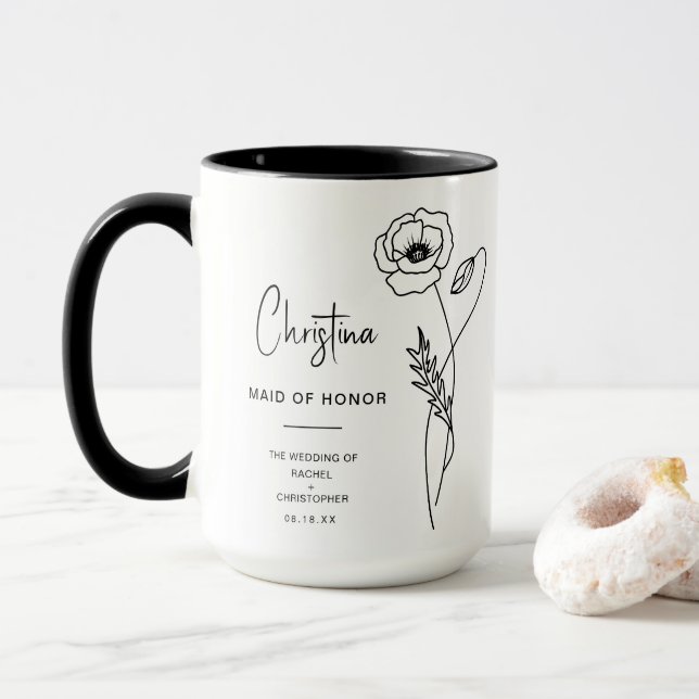 Taza August Maid of Honor | Flor de pájaros (Con donut)