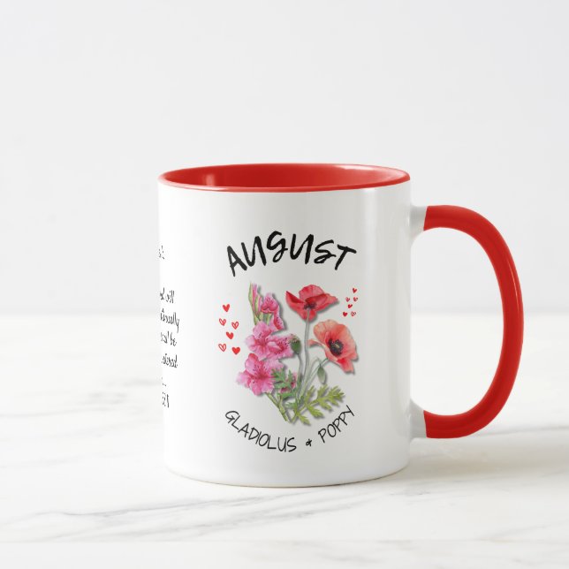 Taza AUGUST Nacimiento Mes Flor Nombre personalizado cr (Derecha)