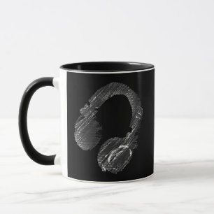 Taza auriculares con DJ de música negra