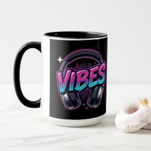 Taza Auriculares de Música Neon Vibes Cyberpunk Dos Ton