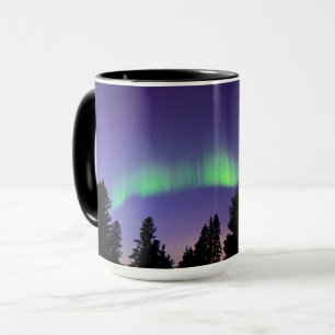 Taza Aurora boreal y árboles Manitoba, Canadá