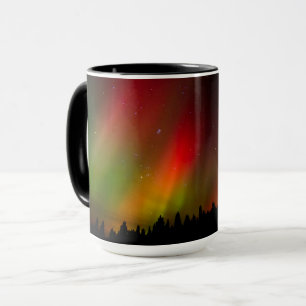 Taza Aurora Borealis y árboles