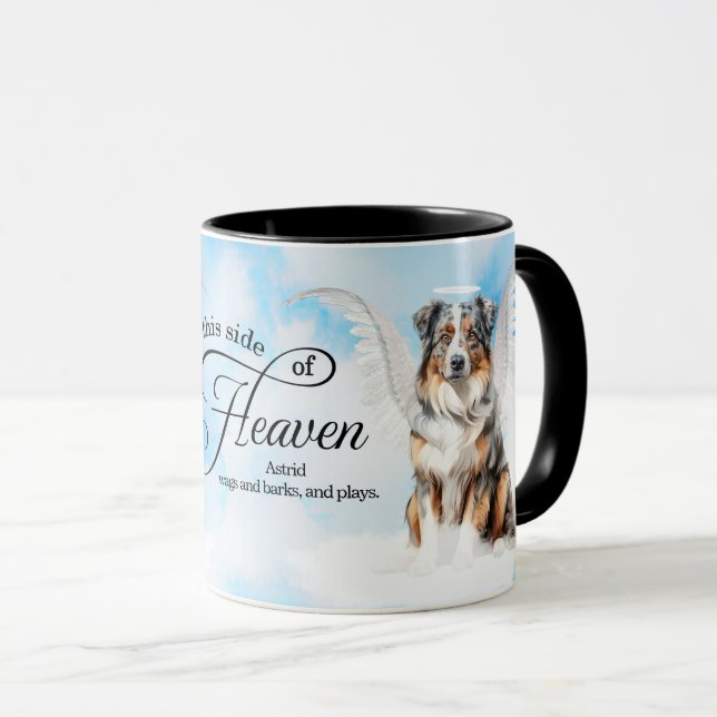 Taza Australian Shepherd Heaven Personalized Memorial (Anverso derecho)