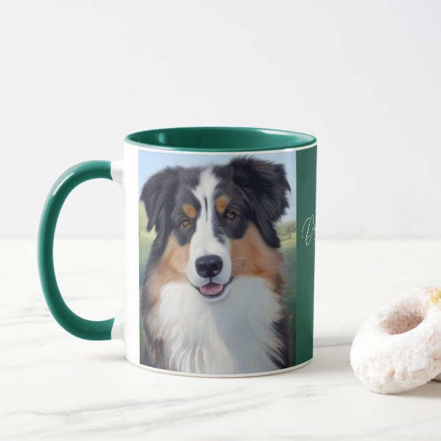 Taza Australian Shepherd Portrait -  (Con donut)