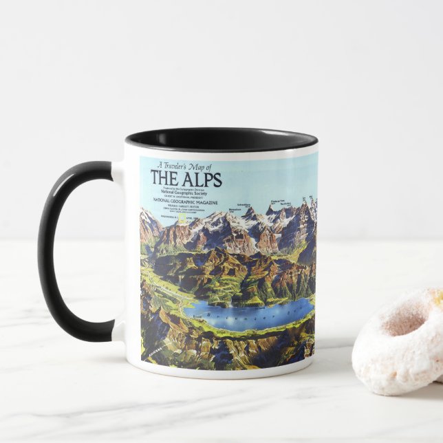 Taza Austria: 1985 Innsbruck - El mapa de los ALPs... (Con donut)