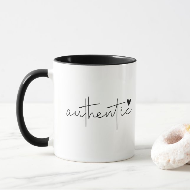 Taza Auténtica, moderna y simple tipografía (Con donut)