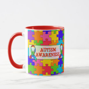 Taza Autism Awareness Ribbon Puzzle Pizzs Mug