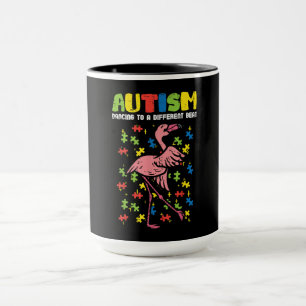 Taza Autismo Bailando Diferentes Golpes Flamingo Cute