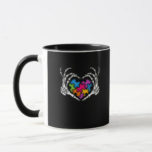 Taza Autismo Conciencia sobre el esqueleto del rompecab