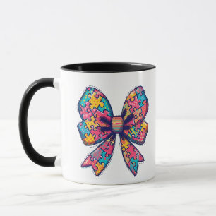 Taza Autismo Mamá Rompe Pieza Coquette Bow Autismo De C