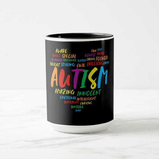 Taza AUTISMO PALABRA CORAZÓN Autismo Conciencia (Centro)