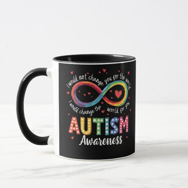 Taza Autismo Símbolo infinito Autismo Mes de Conciencia (Izquierda)