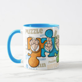 Taza Autismus mit den Fingeralphabeten