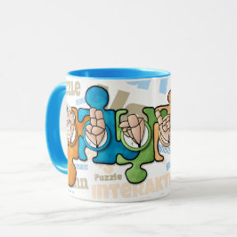 Taza Autismus mit den Fingeralphabeten