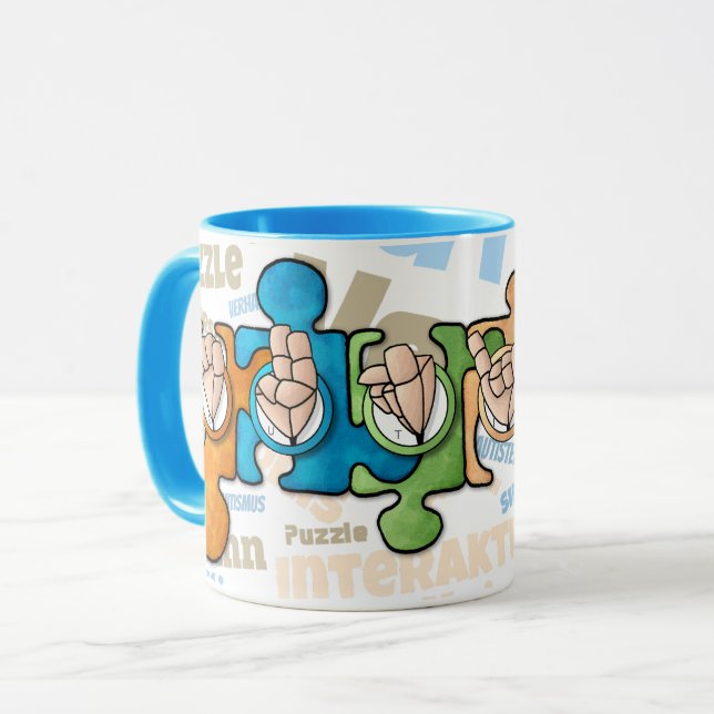 Taza Autismus mit den Fingeralphabeten (Anverso izquierdo)