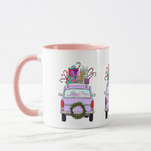 Taza Auto morado con regalos de Navidades