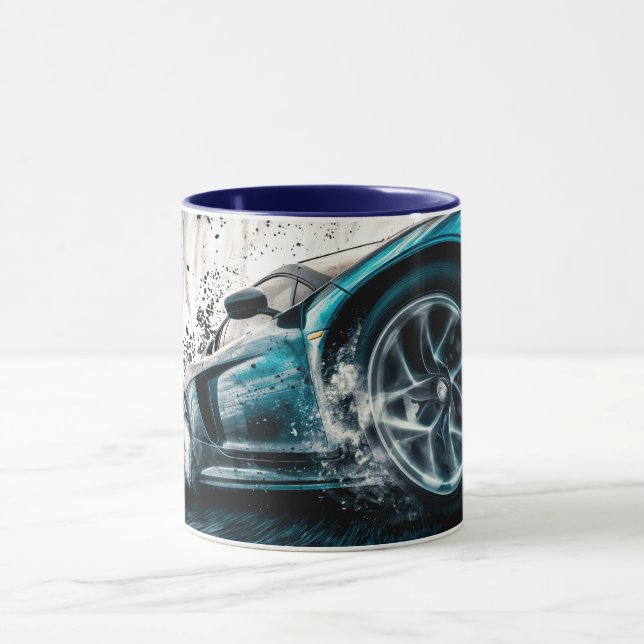 Taza Automóvil deportivo Blue Sleek Drifting (Centro)
