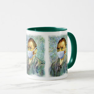 Taza Autorretrato de Vincent Van Gogh con máscara burlo
