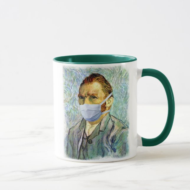 Taza Autorretrato de Vincent Van Gogh con máscara burlo (Derecha)