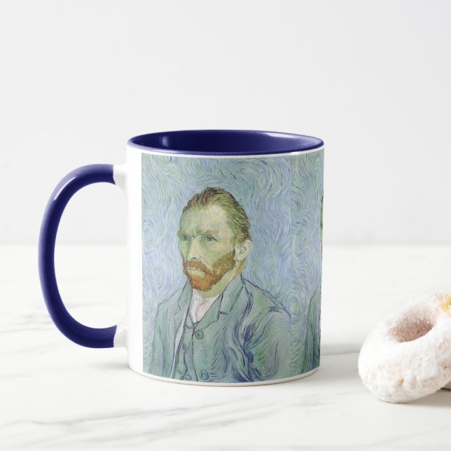 Taza Autorretrato en azul de Vincent van Gogh (Con donut)