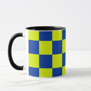 Taza autos de la policía europea colores cuadrados pata