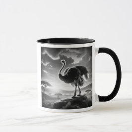 Taza Autruche sur un rocher en savane.