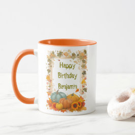 Taza Autumn Birthday Mug Personalized Fall Pumpkins