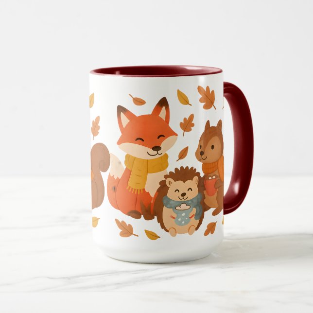 Taza Autumn Woodland Animals Ceramic Mug (Anverso derecho)